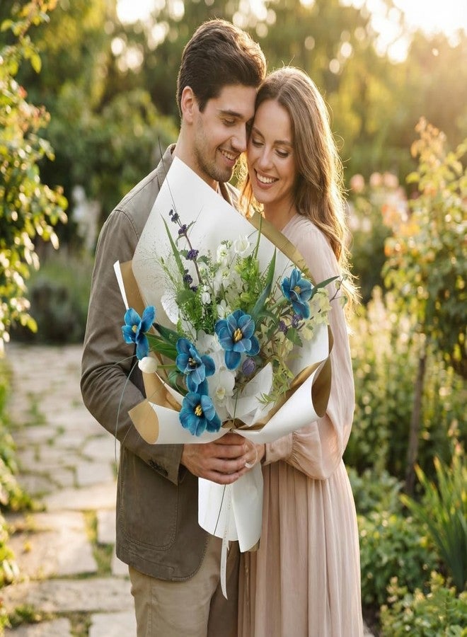 BBJ WRAPS Double Sided Golden Flower Wrapping Paper Waterproof Gift Packaging Florist Bouquet Wraps, 20 Sheets 23.6X23.6 Inch (White) - Image 5